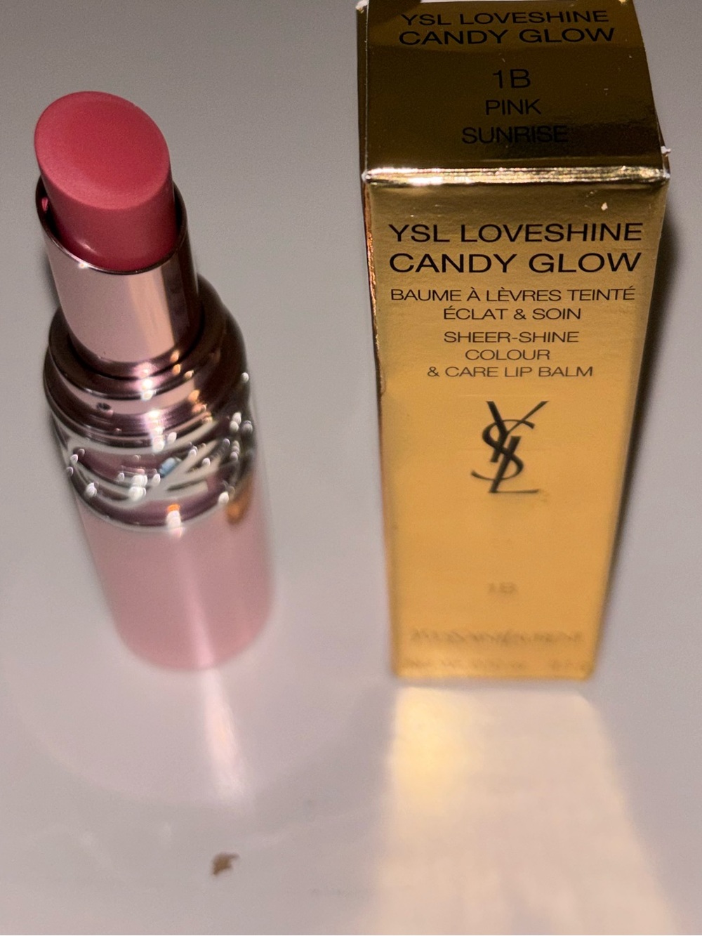 NEW YSL Loveshine Candy Glow Tinted Butter Balm - 1B Pink Sunrise Full Size